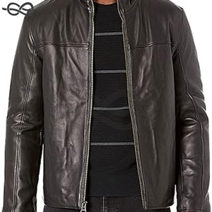 Veste en cuir d'agneau lisse pour homme avec col convertible Veste de motard élégante Fashion Casual Riding Adventures - Product Image 3