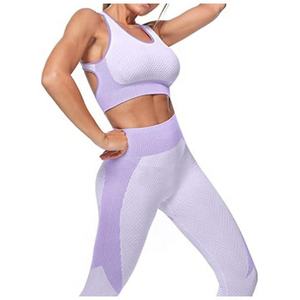 Ensemble de yoga et de sport trois pièces pour femmes : leggings taille haute, soutien-gorge et haut à manches longues - Product Image 2