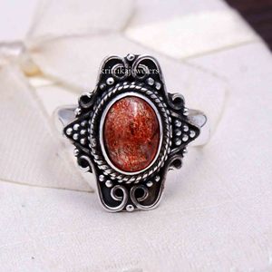 Wholesale 925 Sterling Silver Handmade <b>Statement</b> <b>Ring</b> New Design Natural Sunstone Engagement/Party <b>Ring</b> <b>for</b> <b>Women</b> Oval Cut - Product Image 2