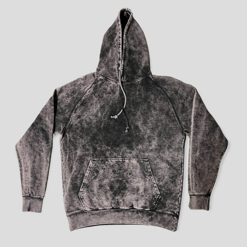 Wholesale Black Acid Wash Baggy Hoodies Streetwear High Quality 100% Cotton  French Terry Heavyweight Acid Wash Hoodie