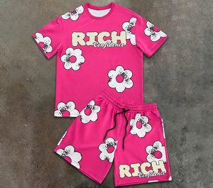 Ensemble homme personnalisé avec logo, t-shirt à manches courtes et short 100% coton, vêtements homme, ensemble court 2 pièces - Product Image 1