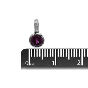 Garnet rodolita de 11mm y colgante redondo de circón natural Plata de ley y oro/chapado en rodio para regalo - Product Image 3