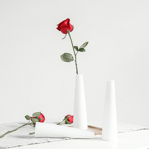 Vase à <span class=keywords><strong>fleurs</strong></span> minimaliste en céramique blanche pour table, bureau et <span class=keywords><strong>fleurs</strong></span> <span class=keywords><strong>séchées</strong></span> - Product Image 1