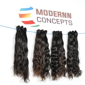 Vente en gros de cheveux humains indiens Remy lisses non traités et crépus, longs et ondulés pour femme noire, machine à double trame avec un doner vierge et temple - Product Image 1