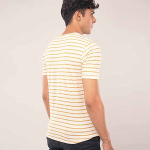 Camiseta de Jersey de algodón a rayas amarillas para hombre y mujer con tu propio diseño de camisetas estampadas - Product Image 2