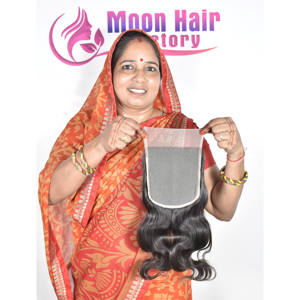 Producto de Alta Calidad, Precio de Fábrica al por Mayor, Cabello Humano Indio Virgen, Cierre Bodywave, Suave y Sedoso, Natural, Fabricante por Exportación - Product Image 4