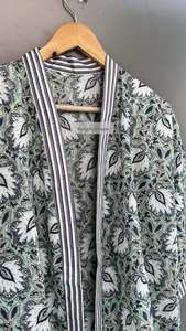 Boho Floral Cotton Kimono Robe <b>Lightweight</b> Lounge Wear <b>Dressing</b> <b>Gown</b> - Product Image 6