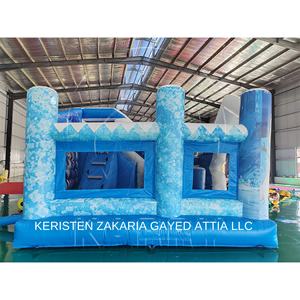 บ้านลมเป่าลมเชิงพาณิชย์พร้อมสไลเดอร์ สีฟ้า ทำจาก PVC รับประกันสามปี ติดตั้งง่าย เหมาะสำหรับงานปาร์ตี้เด็กผู้หญิง - Product Image 1