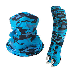 Manchons de cyclisme personnalisés bleus géométriques en polyester avec trou pour le pouce, imprimés en sérigraphie, protection anti-UV, unisexe, pour adulte, vêtements de sport - Product Image 2