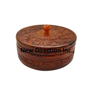 Casseroles arrondies de concepteur en bois ou pot de service Roti finition en noyer casseroles de conception à la main marmite de service nouvelle conception - Product Image 1