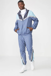Ensemble pour hommes sur mesure respirant avec fermeture éclair en polyester et nylon deux pièces coupe-vent ensemble court pour hommes survêtement survêtements - Product Image 2