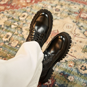 Nouvelles bottes de travail pour hommes, <span class=keywords><strong>style</strong></span> motard, en cuir véritable, à semelle épaisse, rehaussantes - Product Image 5
