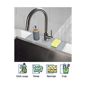 Accessoires pour robinet de cuisine : Tapis en silicone étanche pour éviter les éclaboussures et attrape-gouttes pour évier - Product Image 2