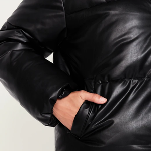 Chaqueta acolchada de piel sintética acolchada de talla grande ropa de invierno cuello de pie mangas largas 95% cremallera transpirable reciclada - Product Image 2