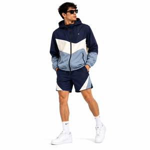 Ensemble coupe-vent pour homme : short et veste en nylon, léger, respirant, taille mi-haute, tenue décontractée deux pièces, style streetwear - Product Image 1