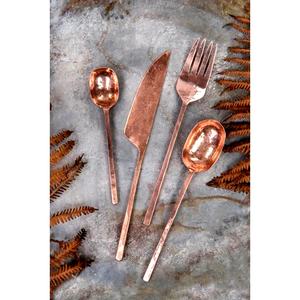 Ensemble de vaisselle de mariage en acier inoxydable le plus vendu Poignée plate plaquée or rose-pour la rentrée des classes - Product Image 1