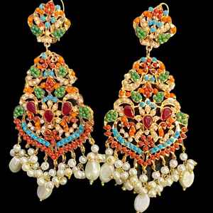 Bijoux de mariée traditionnels en acier inoxydable avec strass, vente en gros, avec collier multi-rangs, boucles d'oreilles, tikka, plaqué argent, fabrication - Product Image 5