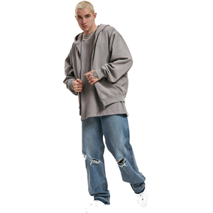 Sudadera con Capucha de Invierno para Hombre, 100% Algodón, Gruesa, con Estampado, Bordado, Cierre de Cremallera, Manga Larga, con Bolsillo, Estilo Urbano - Product Image 2