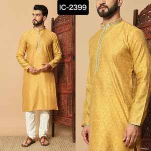 Las últimas colecciones de ropa de hombre de diseñador Kurta ready made con conjunto de pijama de algodón Raymond y talla grande disponible a bajo precio - Product Image 2