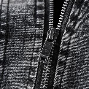 Veste en jean bleue pour homme, décontractée, vintage, coupe slim, coupe ample, robuste, rétro, streetwear, vêtement d'extérieur délavé - Product Image 6