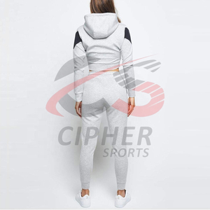 Top grossiste personnalisé femmes survêtement dernière conception femmes survêtement de qualité supérieure 100% coton plaine survêtement à capuche ensembles - Product Image 5