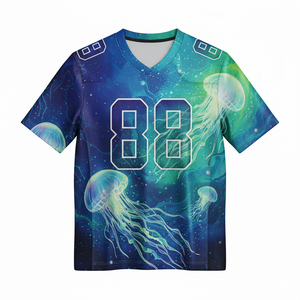 Camisetas de Fútbol Americano Personalizadas de Manga Corta, 100% Poliéster, Transpirables, Antibacterianas, Tallas Grandes, Logotipo Frontal para Equipos - Product Image 4