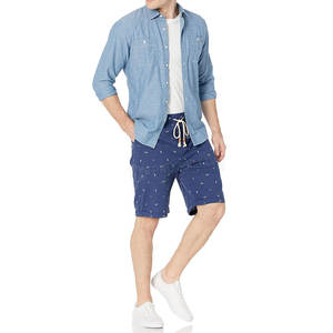 Pantalones cortos deportivos informales de verano para hombre, 100% algodón, transpirable, patrón sólido, tela de lona, teñido liso para uso diario, servicio OEM - Product Image 5