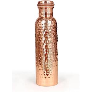 Bouteille d'eau en cuivre pur 100% fabriquée à la main finition antique verres ayurvédiques étanches pour une hydratation quotidienne disponible à la vente - Product Image 3