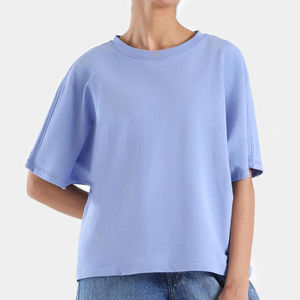 Camisetas de manga corta de verano de moda para mujer 100% algodón tejido personalizado al por mayor DISEÑO DE Panel de gran tamaño en blanco para hombres y mujeres - Product Image 1