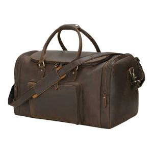 Custom Logo PU Fabric Zipper Cheap Overnight <b>Travel</b> Duffel <b>Bag</b> <b>Men</b> Large Capacity 100% Cowhide Leather Gym Duffle Weekender <b>Bags</b> - Product Image 2