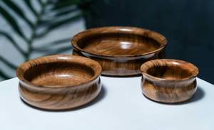 Lot de 3 bols imbriqués en bois écologiques, petits, moyens et grands, réutilisables pour la cuisine. - Product Image 4