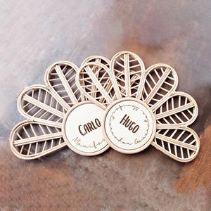 Accessoires de décoration de bureau signes nominatifs en rotin panneau naturel pour noms plaques suspendues de porte - Product Image 1