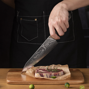 Venta al por mayor personalizado OEM ODM cubertería de fábrica profesional Venta caliente de lujo de acero de Damasco cocina Chef cuchillo ambidiestro - Product Image 2