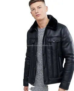 Bulk Custom Vestuário barato fornecedores por atacado personalizado Genuine Sheepskin leather bomber jacket/coat