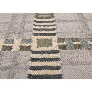 Tapis en laine gris et noir à tissage plat, faits à la main, design patchwork rectangulaire, haute viscose pour la maison, le salon, la chambre - Adwl-13265 - Product Image 3