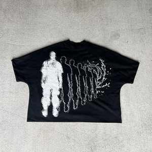 Camisetas de algodón orgánico 100% con gráfico personalizado para hombre de talla grande con patrón 220 gramos de peso camiseta teñida Lisa para hombre - Product Image 1