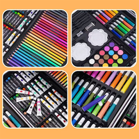 Ensemble de dessin en boîte en aluminium pour enfants, 145 pièces, fournitures d'art et de papeterie, crayons de couleur, aquarelles, stylos, vente en gros