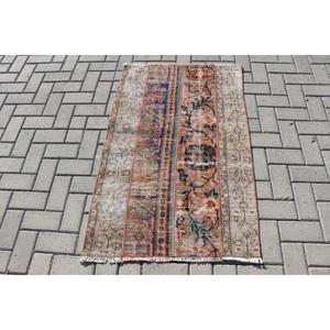 Vintage Small Rug 2.6x4.1 ft, Turkish <b>Brown</b> Ombr <b>Wool</b> Rug - Product Image 1