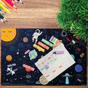 Cartoon-Style Children's <b>Desk</b> Mat 60x40cm Fabric Design 3mm Thickness for Universe-Themed Workspace - Product Image 4