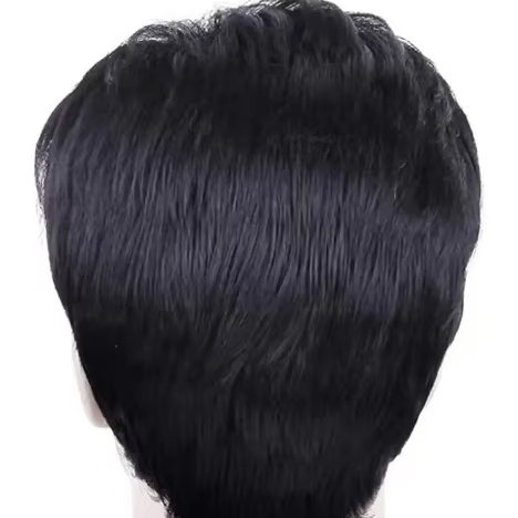 Wholesale 8 Inch New Design Men's Wigs Handmade Natural Toupee Synthetic Black Hair Wig Brazilian Hair Length 18 Inches