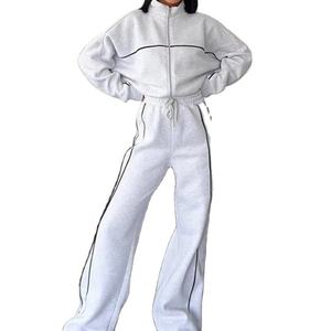 ชุดวอร์ม2ชิ้นแบบลำลองสำหรับทุกเพศชุดออกกำลังกายแบบรูดซิปมีฮู้ดระบายอากาศได้ตามสั่งฤดูใบไม้ผลิแฟชั่น - Product Image 1