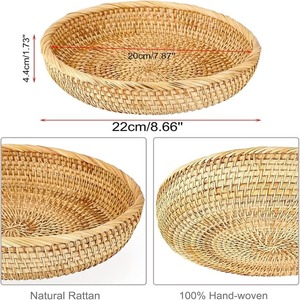 Cuenco redondo de mimbre tejido hecho a mano decoración de presentación de comida natural productos vietnamitas al por mayor ecológicos - Product Image 2