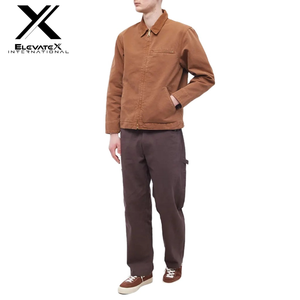 แจ็กเก็ตผ้าใบผ้าฝ้ายทันสมัยสำหรับผู้ชายใหม่แจ็กเก็ตผ้าแคนวาสสีล้วนแบบวินเทจสำหรับฤดูหนาวเสื้อกันลม - Product Image 3