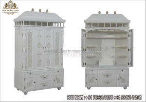 Pavo real estilo oro pulido teca madera Mandir brillante dorado Pavo Real tallado templo para el hogar único Pavo Real diseño hogar templo decoraciones - Product Image 2