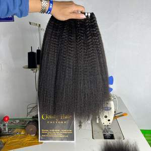 Listo para enviar Color natural Kinky Straight Yaki Bundles Extensiones de cabello Cabello de trama de máquina doble de cabello CDY Hair - Product Image 2