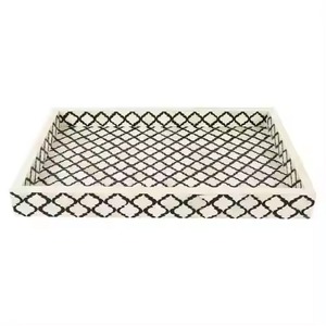 Bandeja con incrustaciones de nácar con patrón marroquí morisco, bandeja de servicio hecha a mano India para decoración de hogar, hotel y motel - Product Image 3