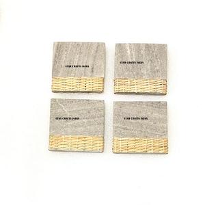High Grade Creative Home Decor Square Wicker <b>Woven</b> Placemats Stain Heat Resistant Washable Marble Ball <b>Coasters</b> Mats Placemats - Product Image 1