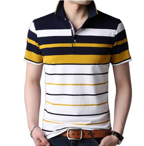 Polo à col rabattu et à rayures pour homme, haut à manches courtes, respirant et décontracté, séchage rapide, été 2022 - Product Image 1