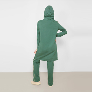 ชุดแทรคสูทคอกลมพิมพ์ลายอิสลามสำหรับผู้หญิง ขายส่งชุดอาบายะมุสลิมแบบดูไบ ผ้าฝ้าย 100% ชุดแทรคสูทสุภาพสตรี - Product Image 6