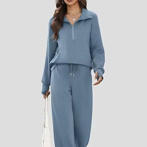 Conjunto Deportivo Informal Estampado para Mujer, 100% Algodón, de Dos Piezas, Secado Rápido, Transpirable, para Invierno - Product Image 1